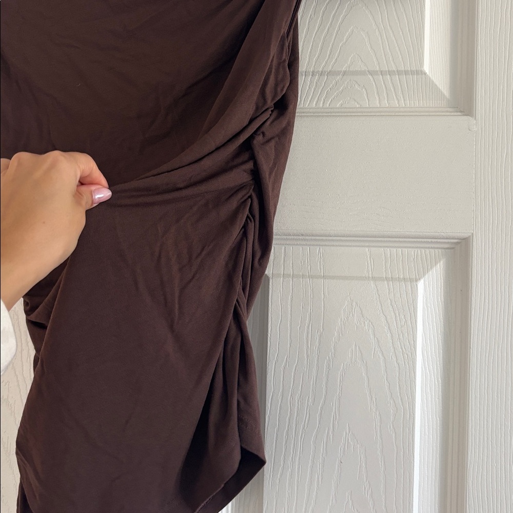 Zara Chocolate asymmetrical Top - Picture 3 of 3